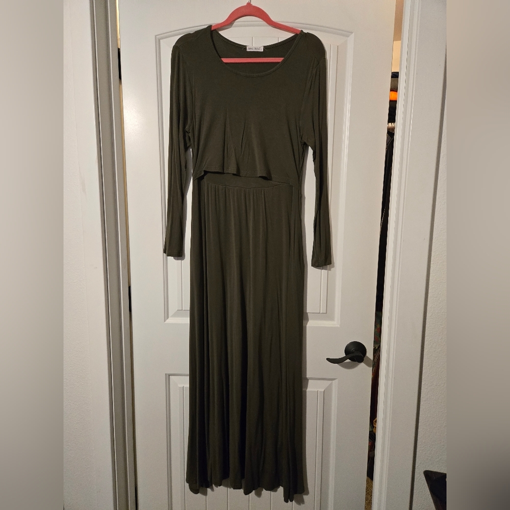 Smallshow Maternity Green Nursing Maxi Dress